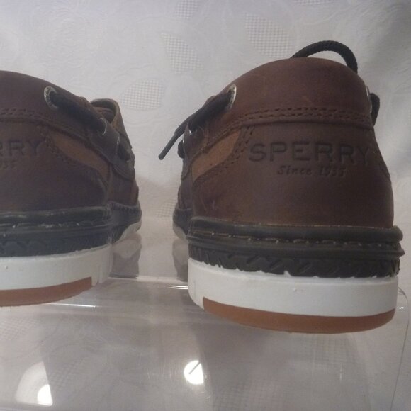 New Sperry Tarpon Ultralite 2-Eye Boat Shoes Brown Leather Men 8 M Top Sider - Picture 10 of 15
